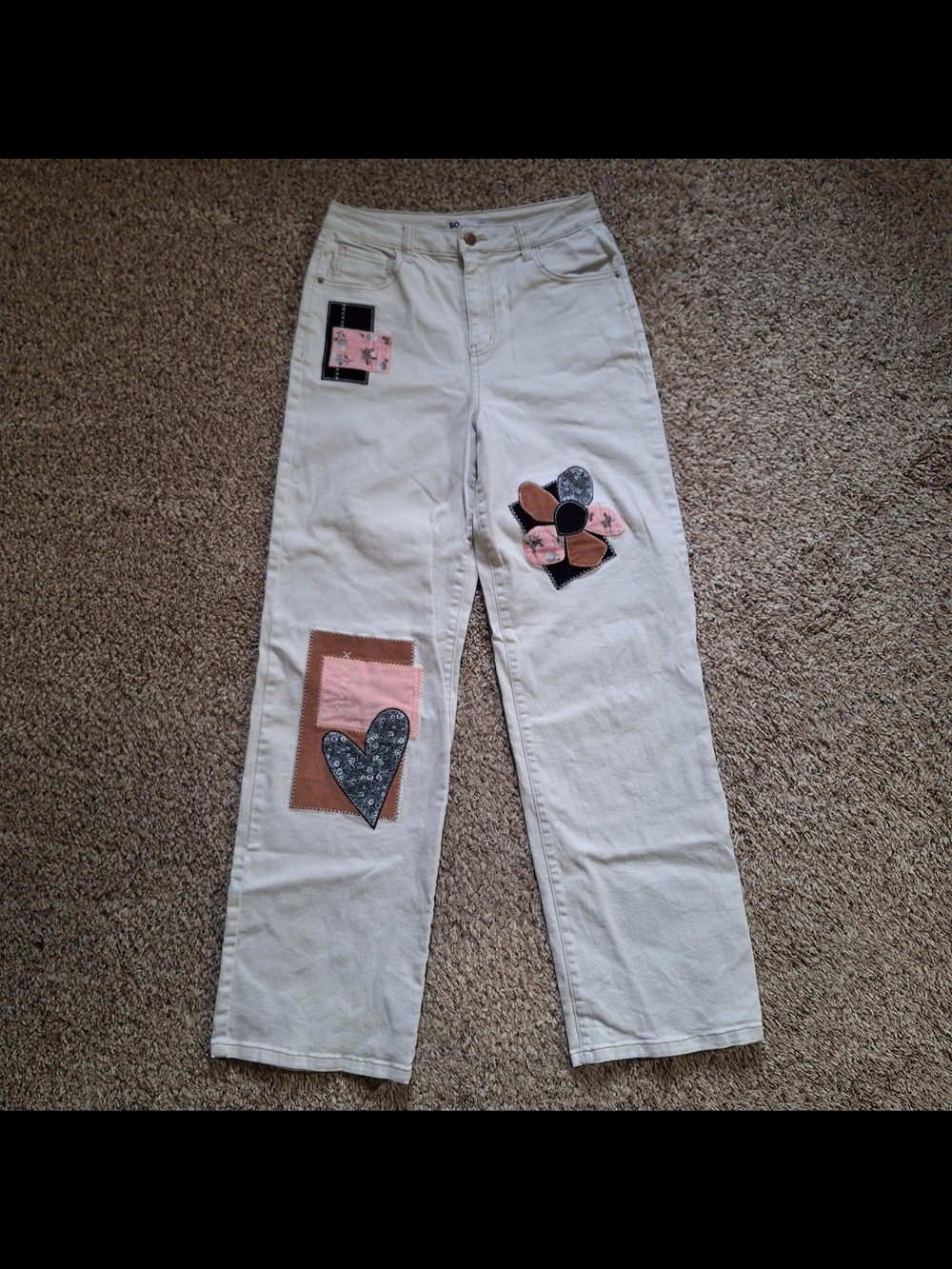 SO Cream High Rise Wide Leg Patchwork Pants Size 9 / 29 W